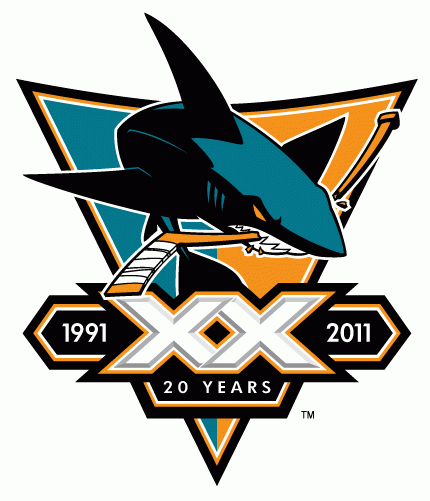 San Jose Sharks 2011 Anniversary Logo iron on transfers for fabric version 2